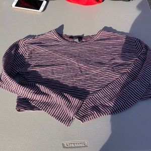 forever 21 long sleeve crop shirt striped
